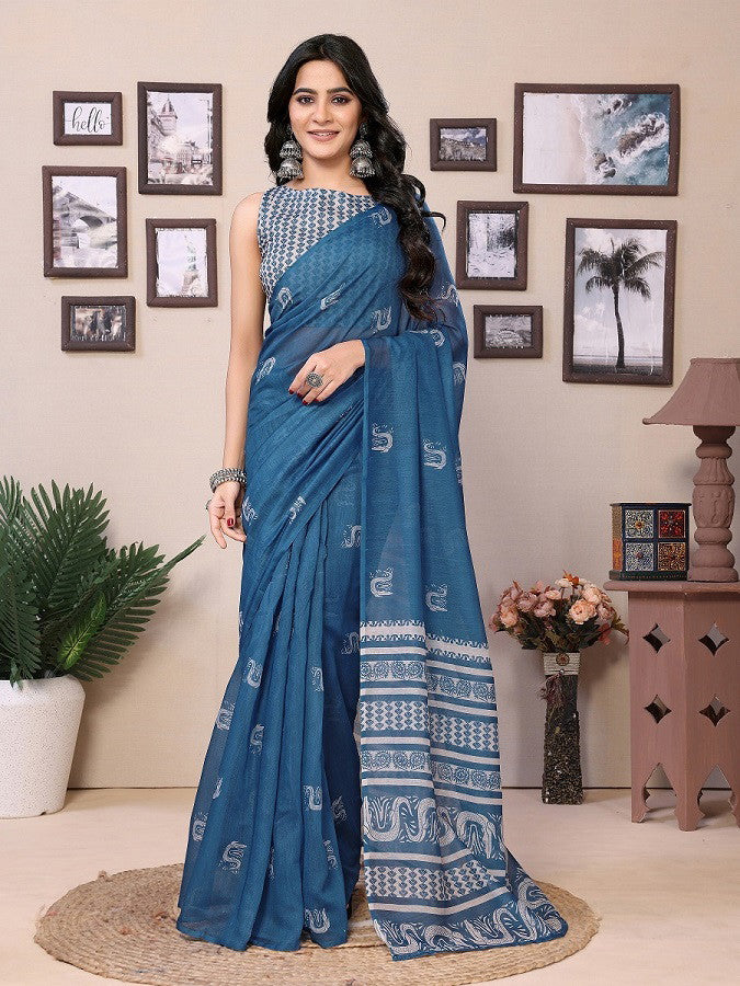 Printed Cotton Ready To Wear Saree