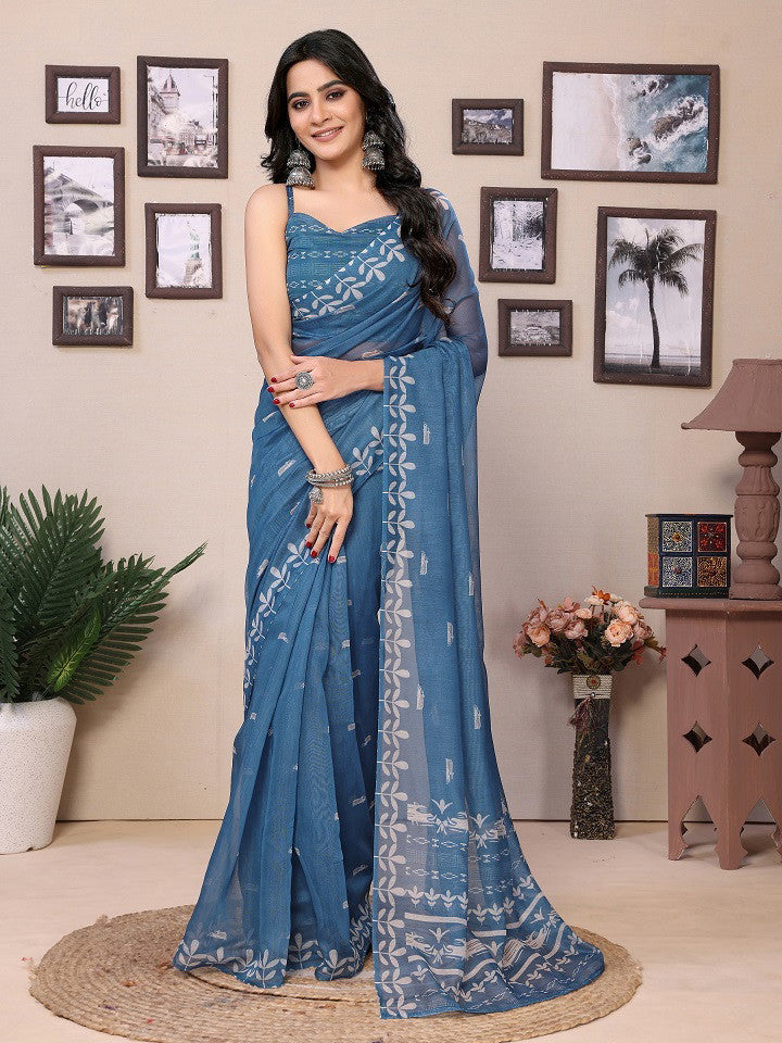 Printed Cotton Ready To Wear Saree